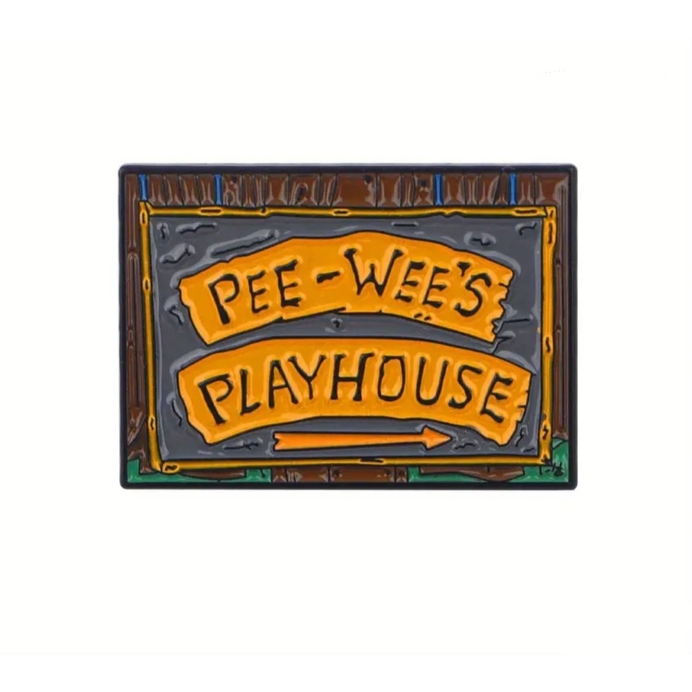Pee-wee's Playhouse Enamel Pin Retro 80s TV Show Orange Black - Picture 5 of 5